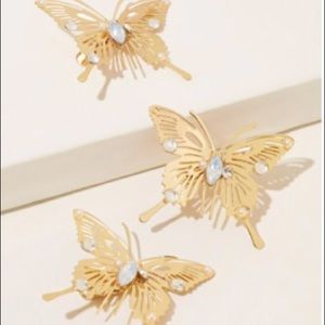 Gold Butterfly Hair Clips